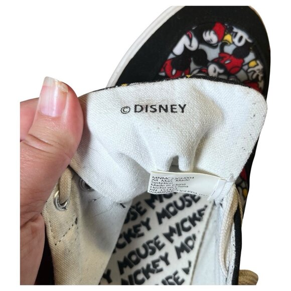 Disney Mickey Mouse tennis shoes black canvas lace up Ground up Size M 10.5 L 12 - Picture 10 of 13